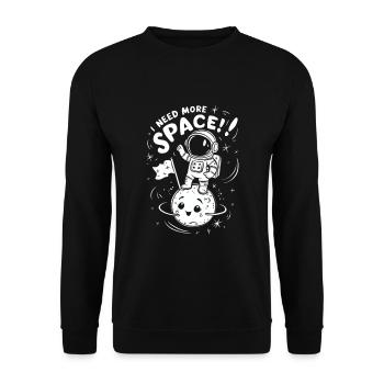 Need More Space Funny Astronaut - Unisex Sweatshirt - black - Front - Alina (178cm) & Michal (187cm)