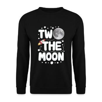 Zum 2. Geburtstag Ab Ins All – Zwei Zum Mond - Unisex Pullover - Schwarz - Vorne - Alina (178cm) & Michal (187cm)
