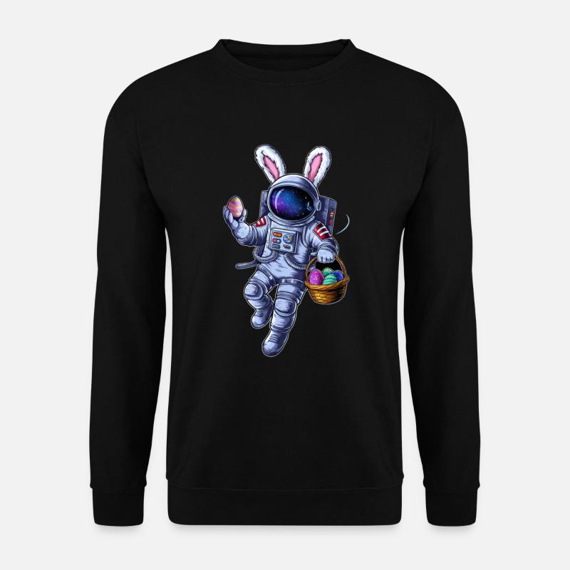 Weltraum Osterhase und Eiersuche - Unisex Pullover - Schwarz