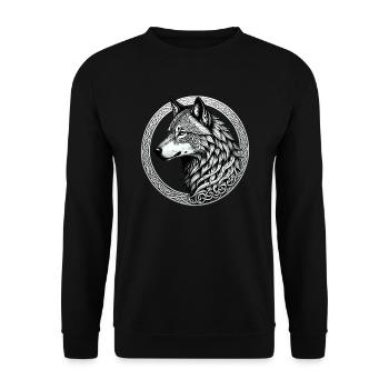 Wolf mit keltischem Knoten 02 - Unisex Pullover - Schwarz - Vorne - Alina (178cm) & Michal (187cm)