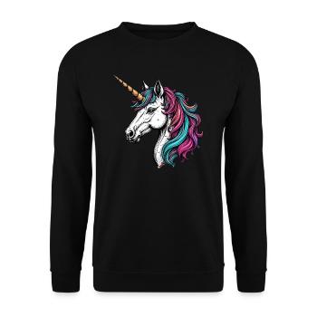 Magisches Einhorn 02 - Unisex Pullover - Schwarz - Vorne - Alina (178cm) & Michal (187cm)