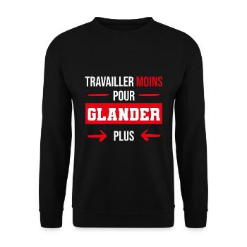 cadeau drôle travailler moins glander plus - Sweat-shirt Unisexe - noir - Devant - Alina (178cm) & Michal (187cm)