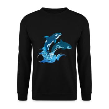 Wal Meeresbewohner Schwertwal Orca - Unisex Pullover - Schwarz - Vorne - Alina (178cm) & Michal (187cm)