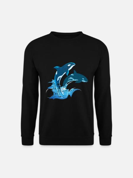 Wal Meeresbewohner Schwertwal Orca - Unisex Pullover - Schwarz