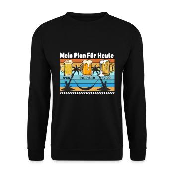 Malle Mallorca Party Saufen Mein Plan für heute - Unisex Pullover - Schwarz - Vorne - Alina (178cm) & Michal (187cm)