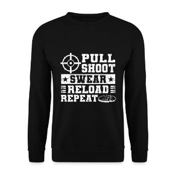 Skeet Schießen | Wurfscheibenschießen Geschenkidee - Unisex Pullover - Schwarz - Vorne - Alina (178cm) & Michal (187cm)