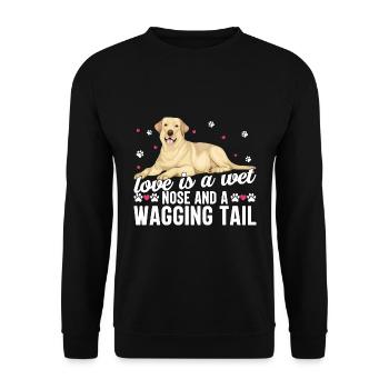 Goldendoodle Love Is Wet Nose Wagging Tail Funny - Unisex Pullover - Schwarz - Vorne - Alina (178cm) & Michal (187cm)