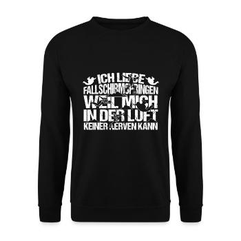 Fallschirm Fallschirmspringen - Unisex Pullover - Schwarz - Vorne - Alina (178cm) & Michal (187cm)
