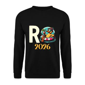 Rentner Geschenk Rente 2026 Ruhestand - Unisex Pullover - Schwarz - Vorne - Alina (178cm) & Michal (187cm)