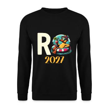 Rentner Geschenk Rente 2027 Ruhestand - Unisex Pullover - Schwarz - Vorne - Alina (178cm) & Michal (187cm)