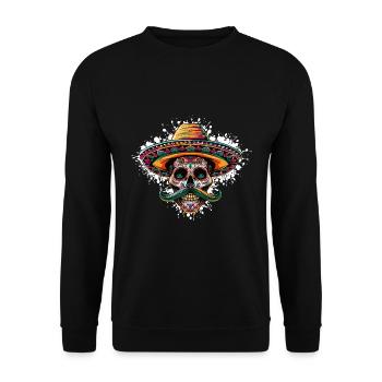 Mexican Skull Sombrero - Unisex Sweatshirt - black - Front - Alina (178cm) & Michal (187cm)
