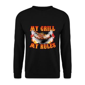 My Grill My Rules - Grilling - Unisex Sweatshirt - black - Front - Alina (178cm) & Michal (187cm)