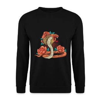 Vintage Roses Snake Gift Reptile Cobra - Unisex Sweatshirt - black - Front - Alina (178cm) & Michal (187cm)
