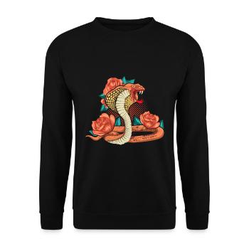 Predator Snake Vintage Roses Gift Cobra - Unisex Sweatshirt - black - Front - Alina (178cm) & Michal (187cm)