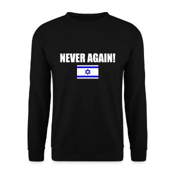 Never again - israel - Sweat-shirt Unisexe - noir - Devant - Alina (178cm) & Michal (187cm)