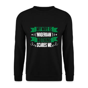 C’est drôle ma femme est nigériane rien ne me fait peur - Sweat-shirt Unisexe - noir - Devant - Alina (178cm) & Michal (187cm)