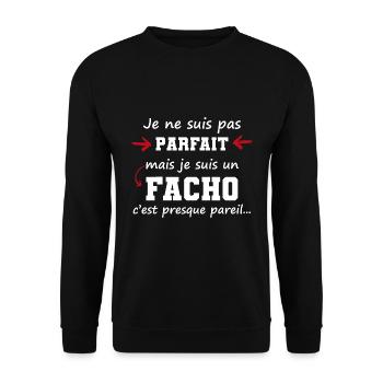 Cadeau pour facho | pas parfait mais facho - Sweat-shirt Unisexe - noir - Devant - Alina (178cm) & Michal (187cm)