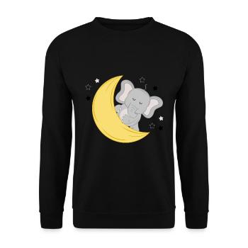 Sweet elephant with moon and stars - Unisex Sweatshirt - black - Front - Alina (178cm) & Michal (187cm)