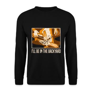 Schmied Geschenkideen | Schmieden Handwerk Amboss - Unisex Pullover - Schwarz - Vorne - Alina (178cm) & Michal (187cm)