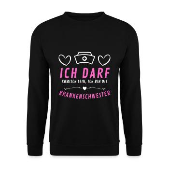 Krankenschwester komisch Geschenk Pflege - Unisex Pullover - Schwarz - Vorne - Alina (178cm) & Michal (187cm)