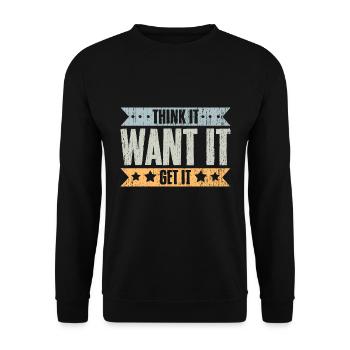 Think It Want It Get It Vintage Life Manifesting - Unisex Sweatshirt - black - Front - Alina (178cm) & Michal (187cm)