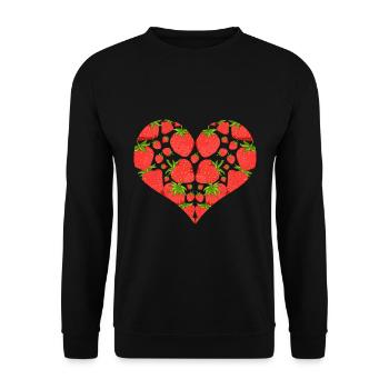 Erdbeeren Liebe Frucht Herz Geschenk Obst Erdbeere - Unisex Pullover - Schwarz - Vorne - Alina (178cm) & Michal (187cm)