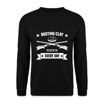 Tontaubenschießen Sprüche | Skeet Hobby Geschenke - Unisex Pullover - Schwarz - Vorne - Alina (178cm) & Michal (187cm)