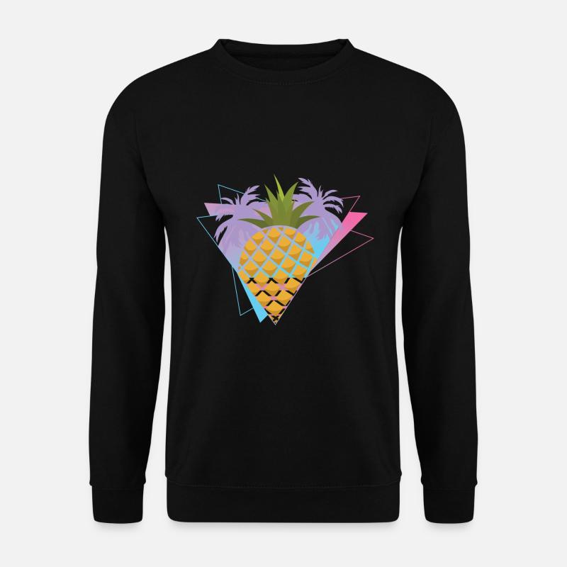 80er Synthwave Frucht Geschenk Vaporwave Ananas - Unisex Pullover - Schwarz