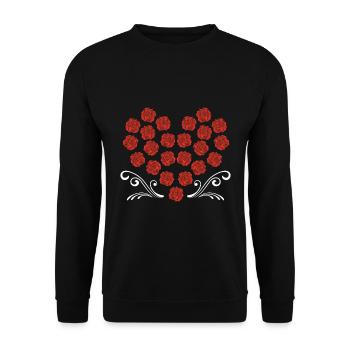 Botanical Garden Floral Roses Heart Gift Rose - Unisex Sweatshirt - black - Front - Alina (178cm) & Michal (187cm)