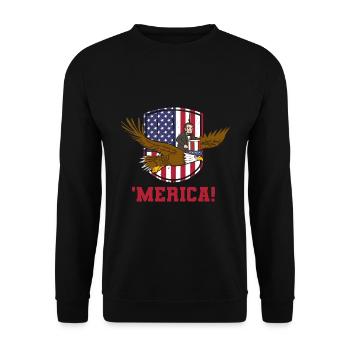 USA Flagge | Patriot Patriotismus Amerika Geschenk - Unisex Pullover - Schwarz - Vorne - Alina (178cm) & Michal (187cm)