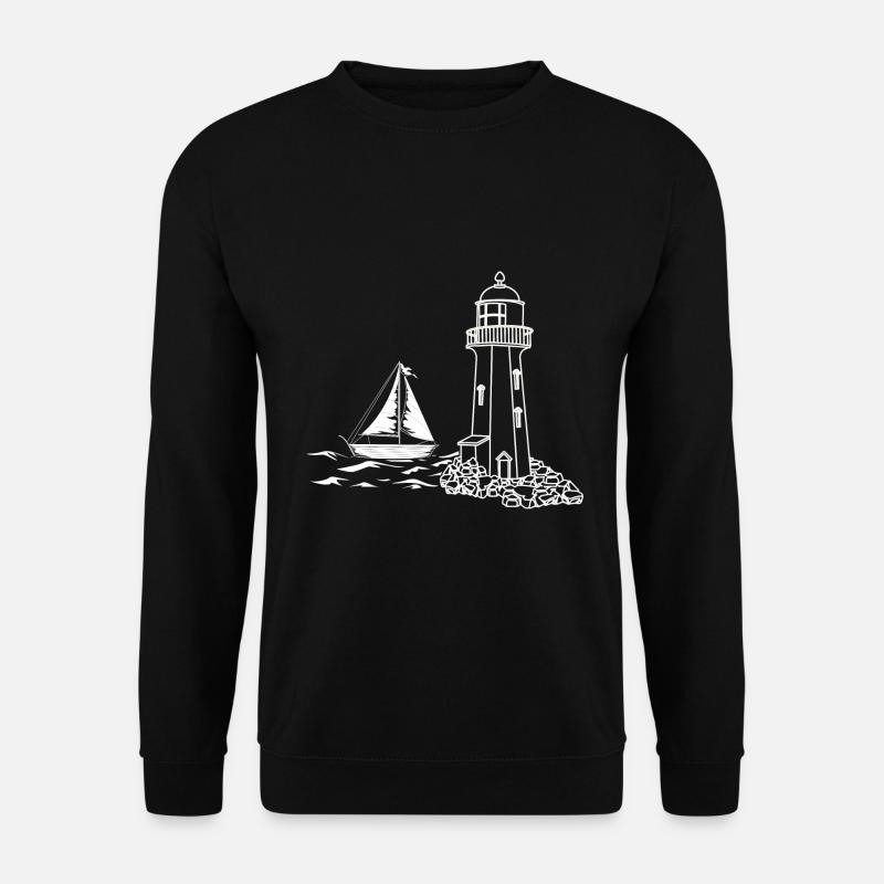 Meer Segeln Segelschiff Geschenk Leuchtturm - Unisex Pullover - Schwarz