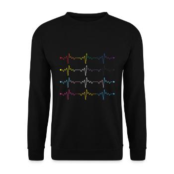 Herzschlag Pansexuell Transgender Nicht Binär LGBT - Unisex Pullover - Schwarz - Vorne - Alina (178cm) & Michal (187cm)