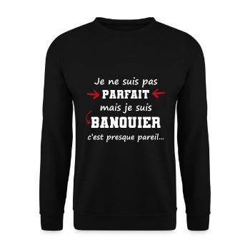banquier homme parfait perfection banque argent - Sweat-shirt Unisexe - noir - Devant - Alina (178cm) & Michal (187cm)