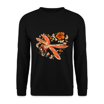 Flowers Insect Animal Lover Gift Dragonfly - Unisex Sweatshirt - black - Front - Alina (178cm) & Michal (187cm)