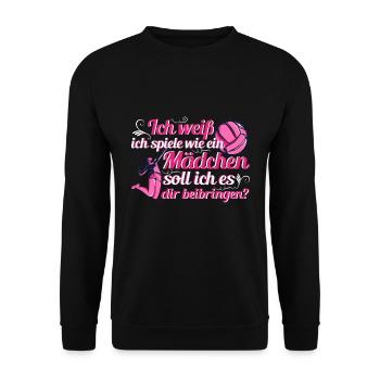 Volleyballerin Volleyball Mädchen Volleyballspiel - Unisex Pullover - Schwarz - Vorne - Alina (178cm) & Michal (187cm)