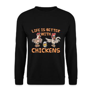 Poulet poules - Sweat-shirt Unisexe - noir - Devant - Alina (178cm) & Michal (187cm)