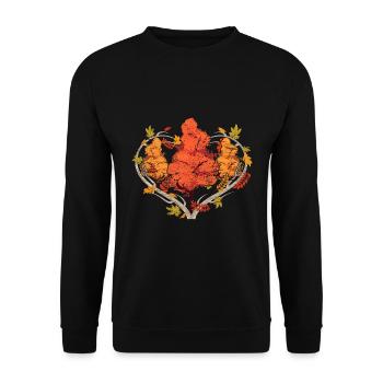 Buntes Laub Herz Wald Baum Geschenk Herbst - Unisex Pullover - Schwarz - Vorne - Alina (178cm) & Michal (187cm)