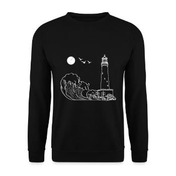 Mer vagues mouettes cadeau phare pleine lune - Sweat-shirt Unisexe - noir - Devant - Alina (178cm) & Michal (187cm)