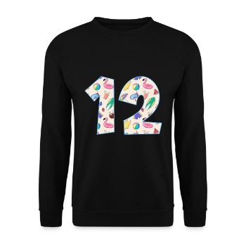 VACANCES NUMÉRO 12 ANNÉES ÉTÉ 12ÈME ANNIVERSAIRE - Sweat-shirt Unisexe - noir - Devant - Alina (178cm) & Michal (187cm)