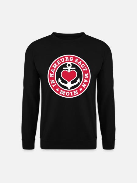 In Hamburg sagt man MOIN / Anker / Plattdeutsch - Unisex Pullover - Schwarz