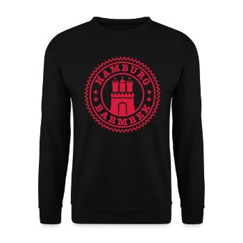 Hamburg Stadtteil Barmbek B - Unisex Pullover - Schwarz - Vorne - Alina (178cm) & Michal (187cm)
