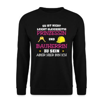 Bauherrin Prinzessin Hausbau Haus Baustelle - Unisex Pullover - Schwarz - Vorne - Alina (178cm) & Michal (187cm)