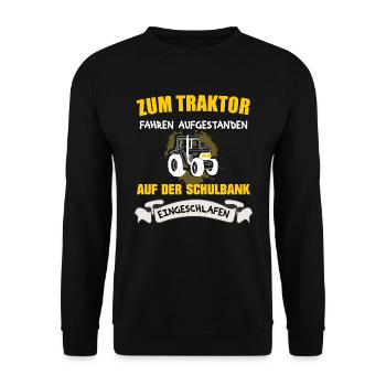 Traktor Schule Traktorfahrer Bauer Landwirt - Unisex Pullover - Schwarz - Vorne - Alina (178cm) & Michal (187cm)