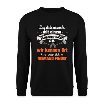 Amateurfunker Funker Hobby-Funker Funkantenne - Unisex Pullover - Schwarz - Vorne - Alina (178cm) & Michal (187cm)