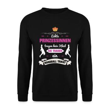 Handball Mädchen Prinzessin Trikot Geschenk - Unisex Pullover - Schwarz - Vorne - Alina (178cm) & Michal (187cm)