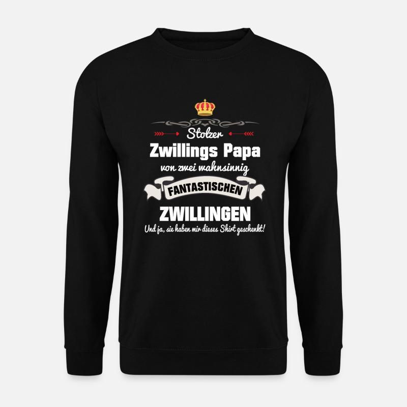 Zwillings Papa Vatertag Zwillingspapa Geschenk - Unisex Pullover - Schwarz