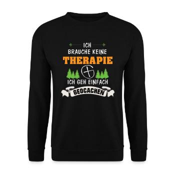 Geocache Brauche keine Therapie Geocacher Geschenk - Unisex Pullover - Schwarz - Vorne - Alina (178cm) & Michal (187cm)