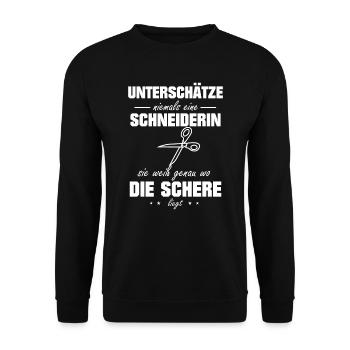 Schneiderin Näherin Nähmaschine Geschenk - Unisex Pullover - Schwarz - Vorne - Alina (178cm) & Michal (187cm)