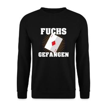 Doppelkopf Fuchs gefangen Kartenspiel Geschenk - Unisex Pullover - Schwarz - Vorne - Alina (178cm) & Michal (187cm)