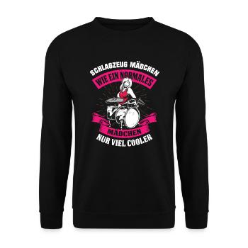 Schlagzeug Mädchen wie ein normales Mädchen - Unisex Pullover - Schwarz - Vorne - Alina (178cm) & Michal (187cm)